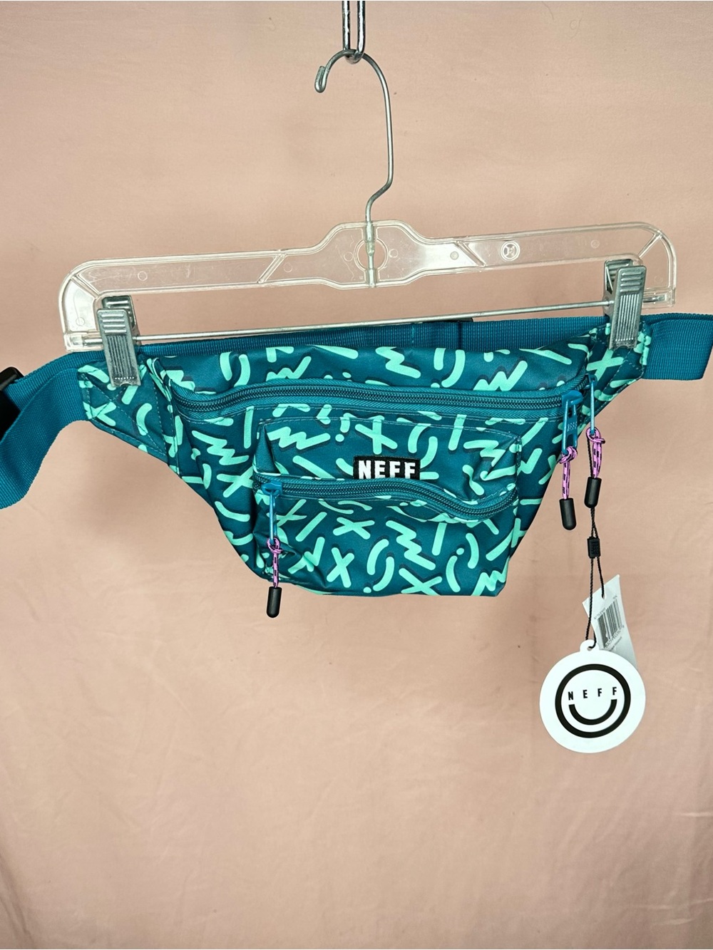 Neff Teal and Mint Abstract 90s retro Structure Waistpack Fanny Pack